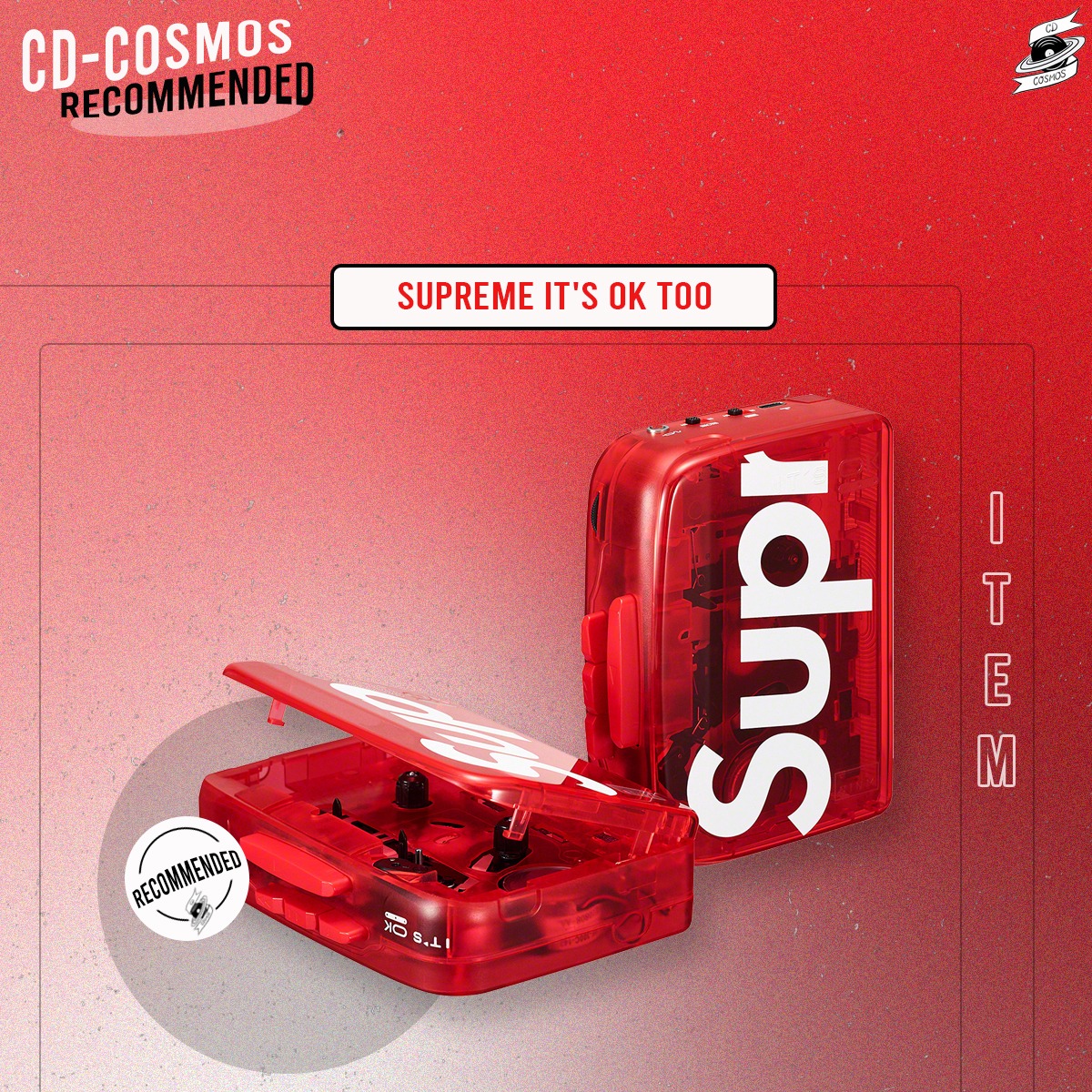 Supreme IT'S OK TOO Cassette Player - cdcosmos